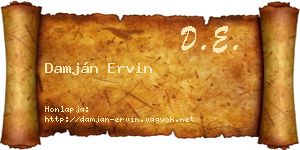 Damján Ervin névjegykártya